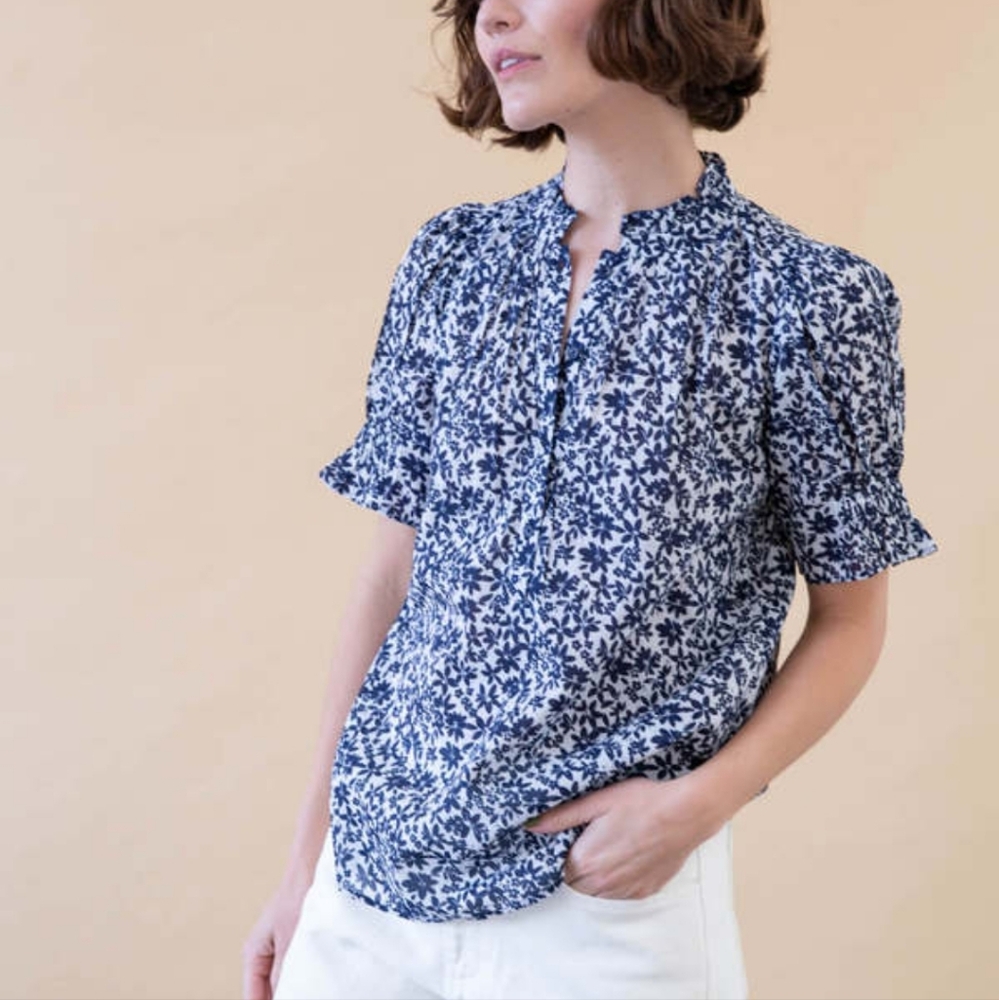 Apiece Apart Los Altos Floral Navy Top Size 2
